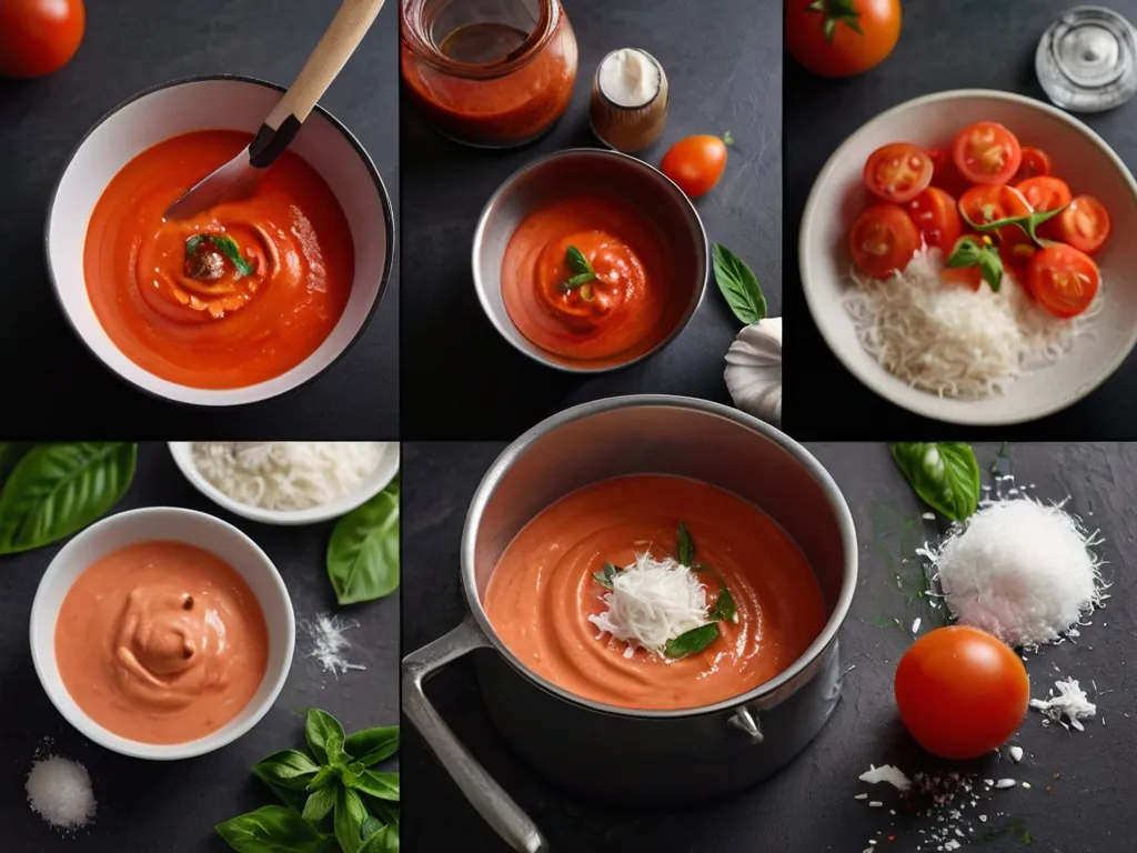 Creme de tomate com leite de coco e ingredientes