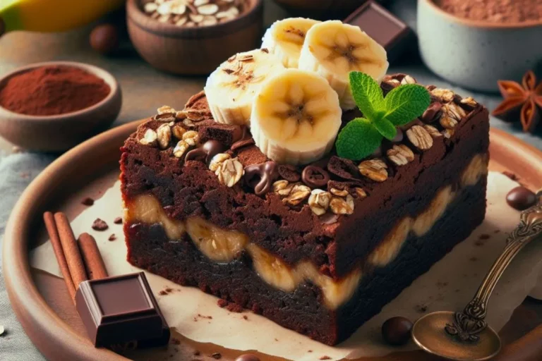 Amostra de brownie de aveia com banana cacau.