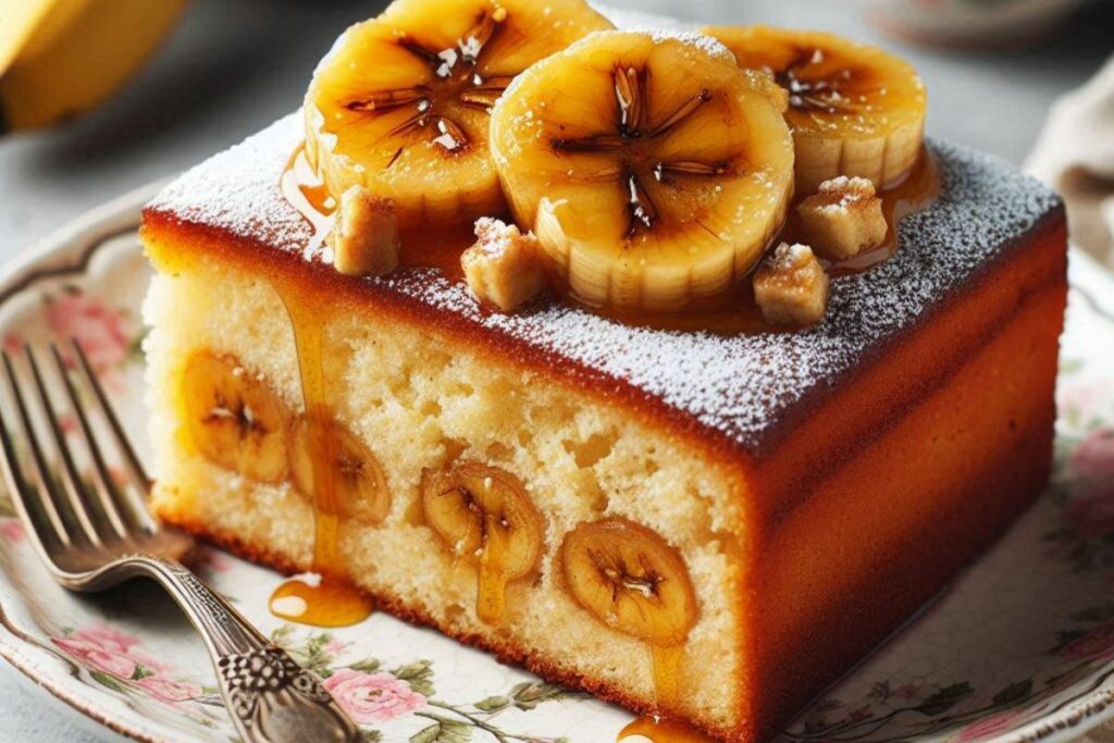 Fatia de bolo de banana.