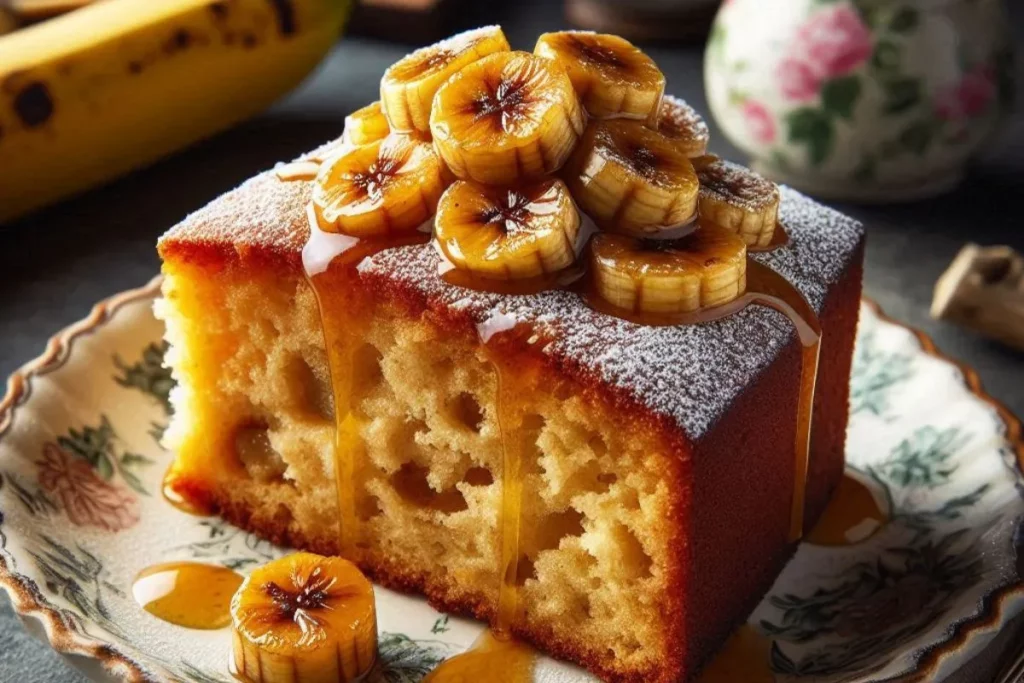 Fatia de bolo de banana.