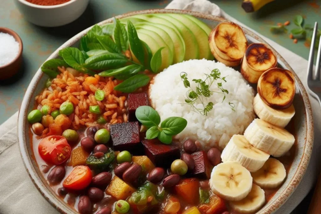 Deliciosa feijoada  com vegetaos e banana.